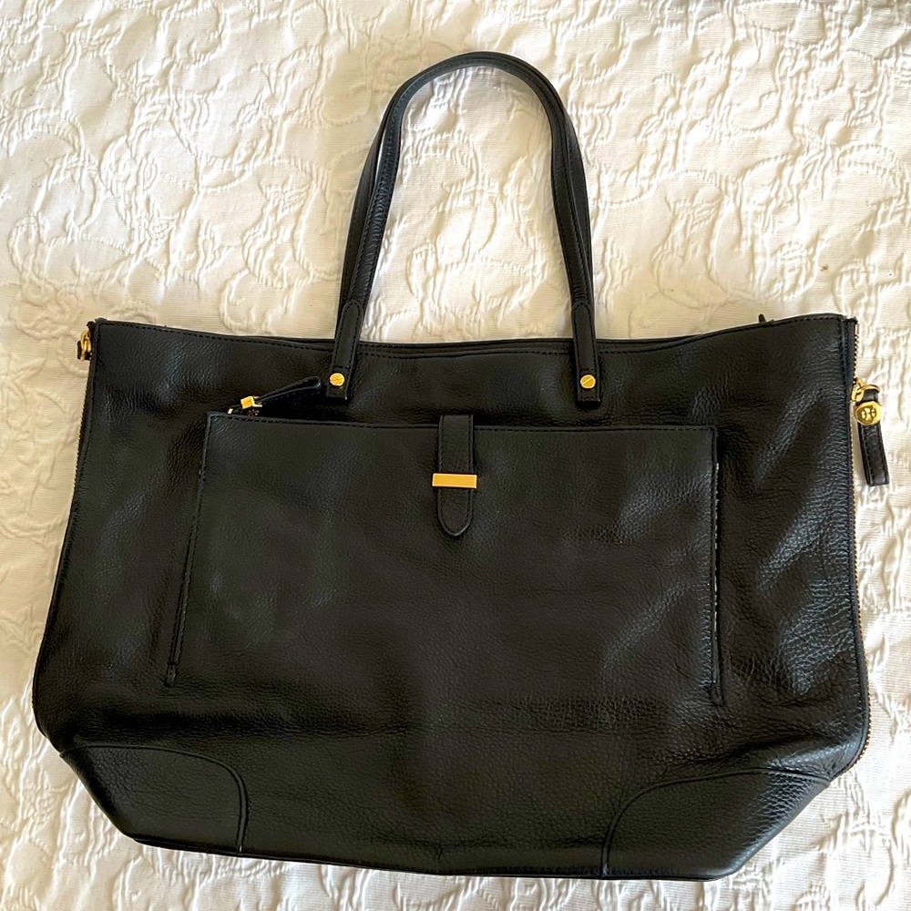 Tory Burch black leather tote bag